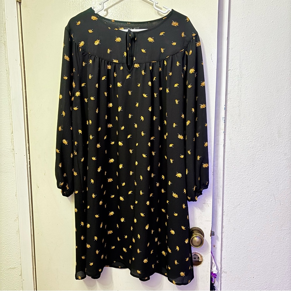 Madewell Black Dress with Yellow Floral Print
